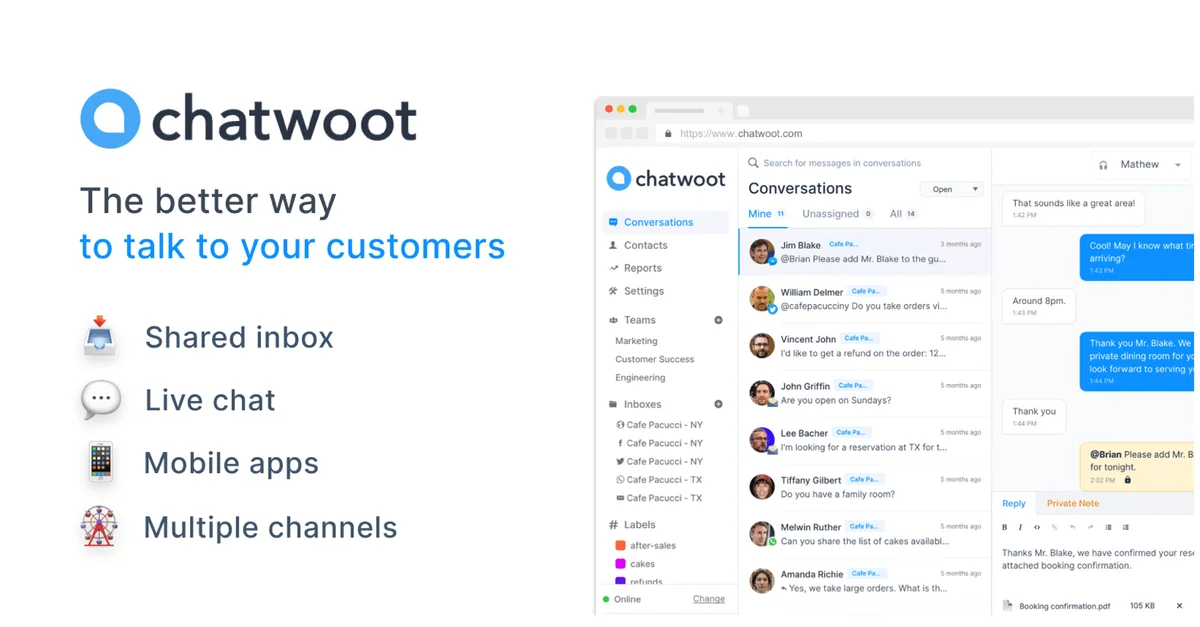 Chatwoot公式のサービス紹介画像
